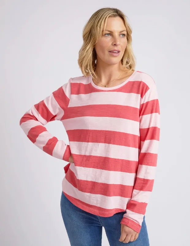 Elm Spritz Stripe L/S Tee Coral Pink